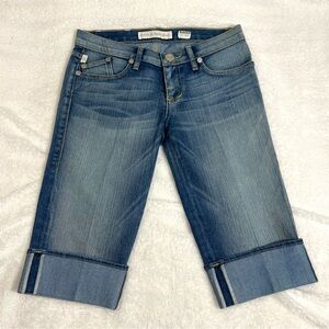 Rock & Republic Y2K Cuffed Jean Shorts Bermuda Length Blue Low Rise Size 30